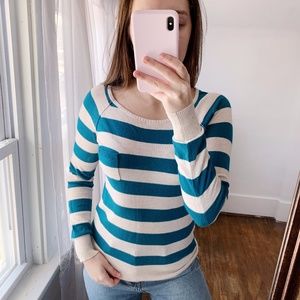 Active Basic M Blue Cream Striped Sweater